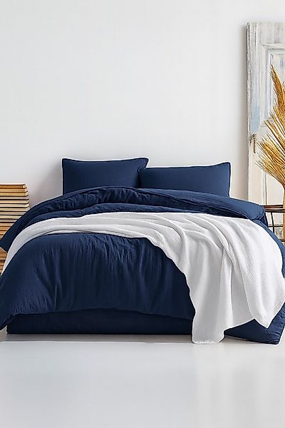 Sandiik Bettwäsche Musselin Bettwäsche in Nachtblau blau mit Reißverschluss günstig online kaufen