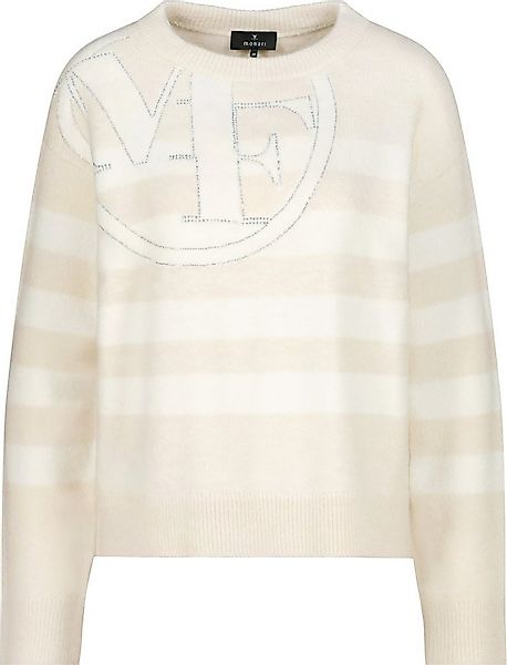 Monari Rundhalspullover Ringelmuster Strasssteine und Intarsienmuster günstig online kaufen