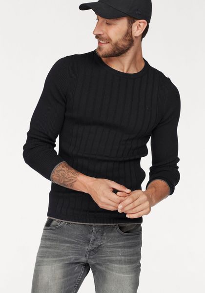 Bruno Banani Rundhalspullover in Rippoptik günstig online kaufen