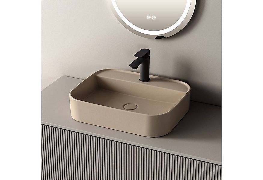 EMKE Waschbecken Eckiges Keramik KeramikAufsatzwaschbecken Hängewaschbecken günstig online kaufen