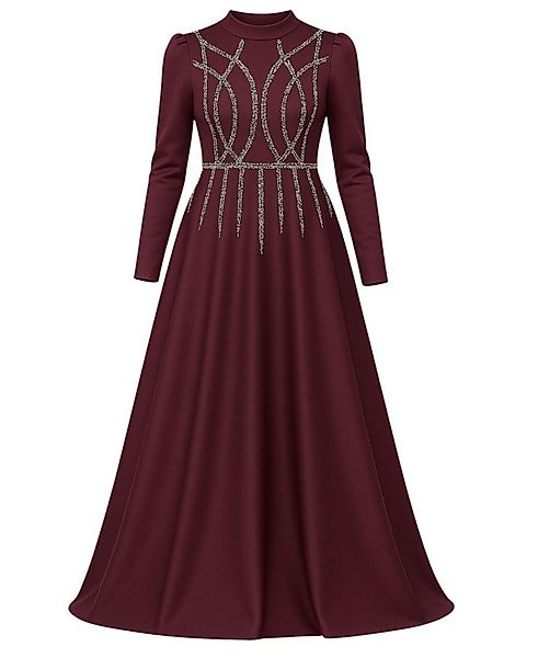 fashionshowcase Satinkleid Maxikleid in Satinoptik mit Schmucksteinbesatz - günstig online kaufen