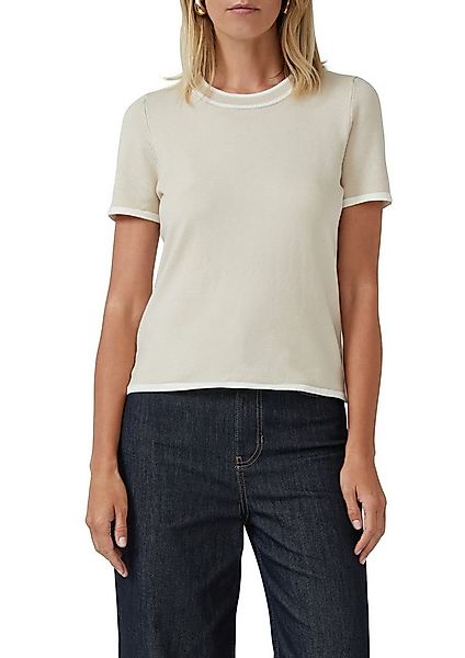 s.Oliver BLACK LABEL Kurzarmpullover Feinstrick, Rundhals mit kontrastfarbe günstig online kaufen