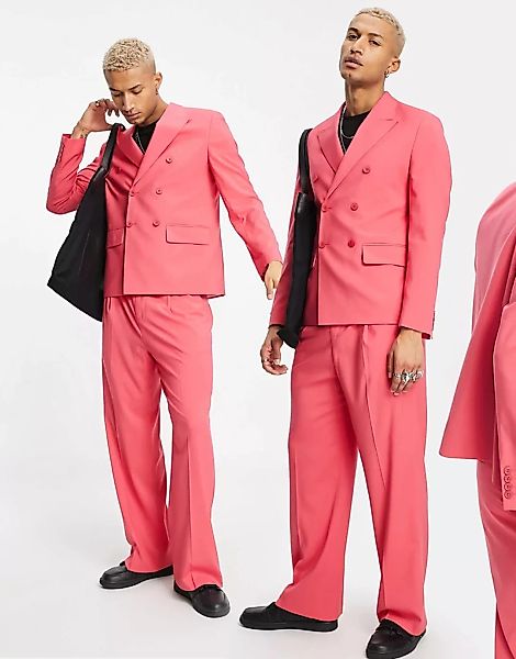 ASOS DESIGN – Kastenförmige Anzugjacke in Rosa günstig online kaufen