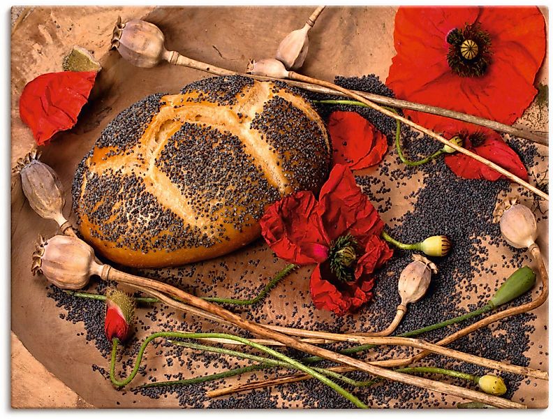 Artland Leinwandbild »Mohnbrot mit Mohnblumen dekoriert«, Getreide, (1 St.) günstig online kaufen