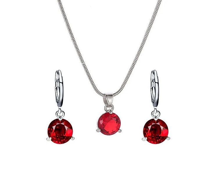 KARMA Schmuckset Damen Schmuckset mit funkelnden Kristallen Silber Rosa Rot günstig online kaufen
