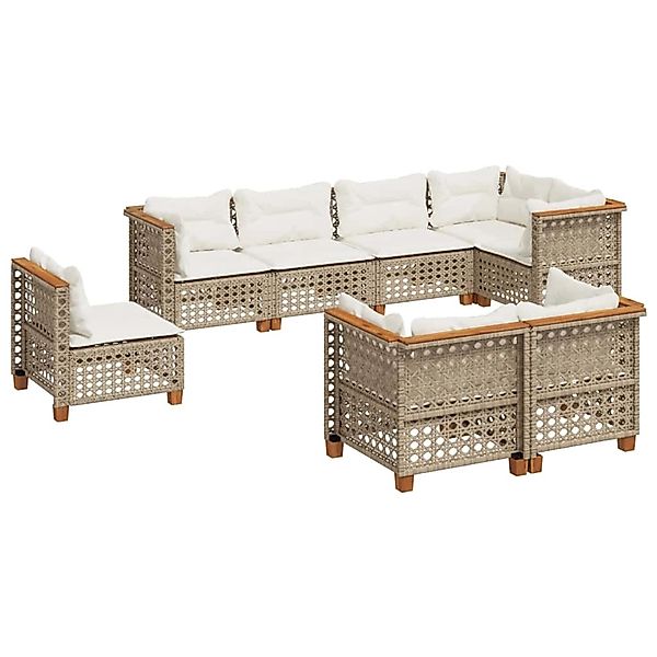 vidaXL 8-Tlg Garten-Sofagarnitur mit Kissen Beige Poly Rattan 3261904 günstig online kaufen