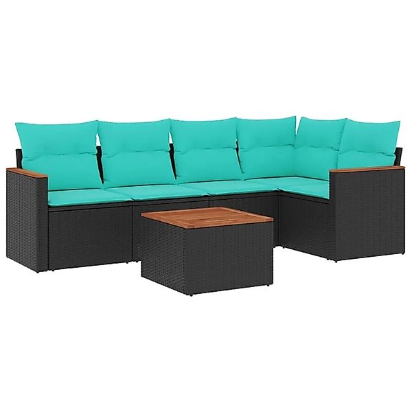 vidaXL 6-Tlg Gartensofa-Set mit Kissen Schwarz Polyrattan 3225952 günstig online kaufen