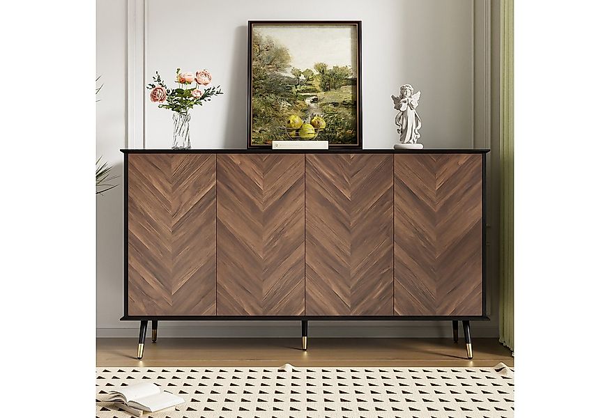 Ulife Sideboard Wohnzimmerschrank, Esszimmerschrank, Buffet Schrank mit 4 T günstig online kaufen