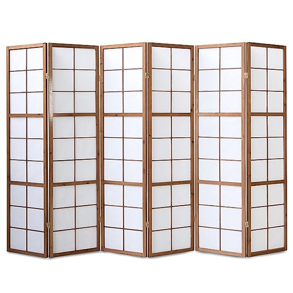 Homestyle4u 6-tlg. Paravent Shoji in Braun 264x175 cm 274 günstig online kaufen