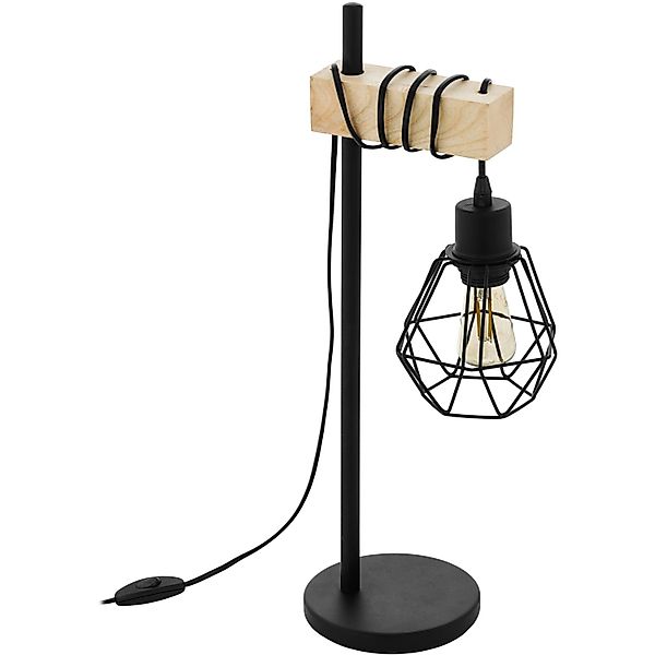 EGLO Tischleuchte TOWNSHEND 5 Tischlampe, Stahl und Holz, E27, IP20, Nachtt günstig online kaufen
