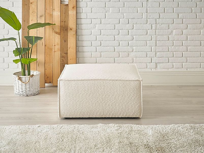 OTTO home Hocker FINNLEY, Polsterhocker in Bouclé, Struktur fein u. Mega Co günstig online kaufen