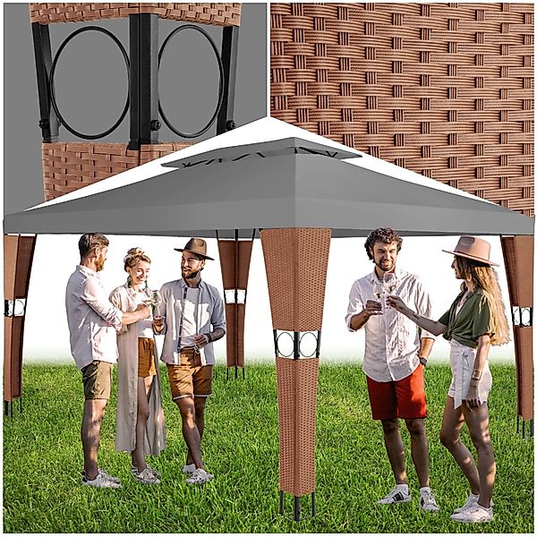 tectake Pavillon Rattan Gartenpavillon, mit 0 günstig online kaufen