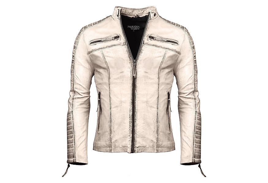 PAULGOS Lederjacke Herren Jacke Übergangsjacke Biker Look 100% Echtleder D1 günstig online kaufen