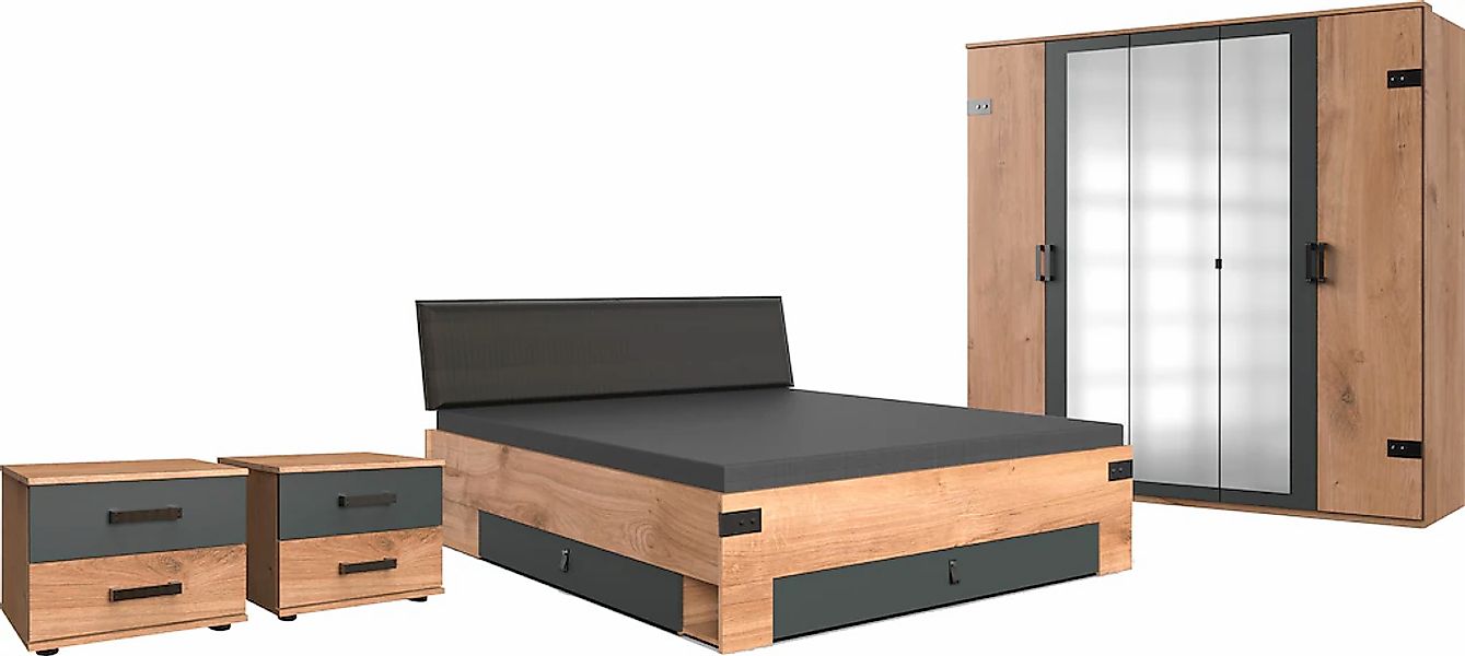 Wimex Schlafzimmer-Set "Stockholm, rustikaler Look im Industrial Design" Se günstig online kaufen