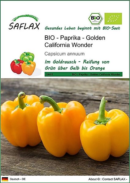 SAFLAX Gemüsesamen SAFLAX - Samen - BIO - Paprika - Golden California Wonde günstig online kaufen