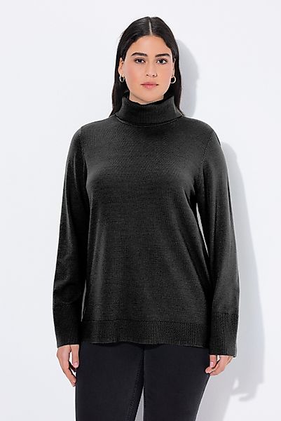 Ulla Popken Strickpullover Rollkragenpullover breite Rippbündchen günstig online kaufen