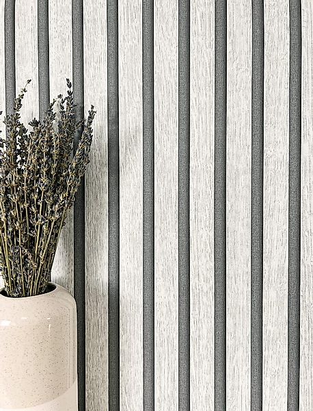 Newroom Vliestapete, Grau Tapete Skandinavisch Paneele - Holzwandpaneele Wa günstig online kaufen