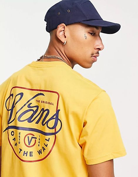 Vans – Atrium – T-Shirt in Gelb mit Rückenprint günstig online kaufen