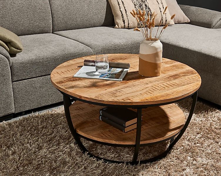 HBZ Couchtisch "Jambi, TOPSELLER", (Couchtisch), rund Massivholz mit Ablage günstig online kaufen