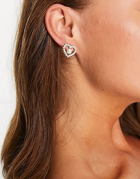 True Decadence – Silberfarbene, mit Kristallsteinen und Perlen verzierte, h günstig online kaufen