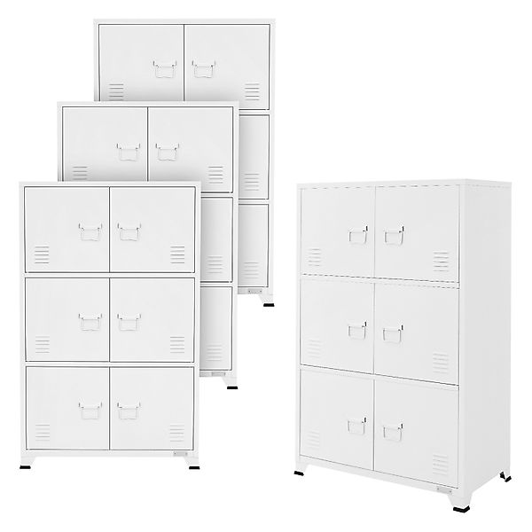 ML-Design 4Er Set Aktenschrank 75x40x120 cm Weiß Stahl Freistehend günstig online kaufen