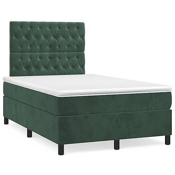 furnicato Bettgestell Boxspringbett mit Matratze Dunkelgrün 120x200 cm Samt günstig online kaufen