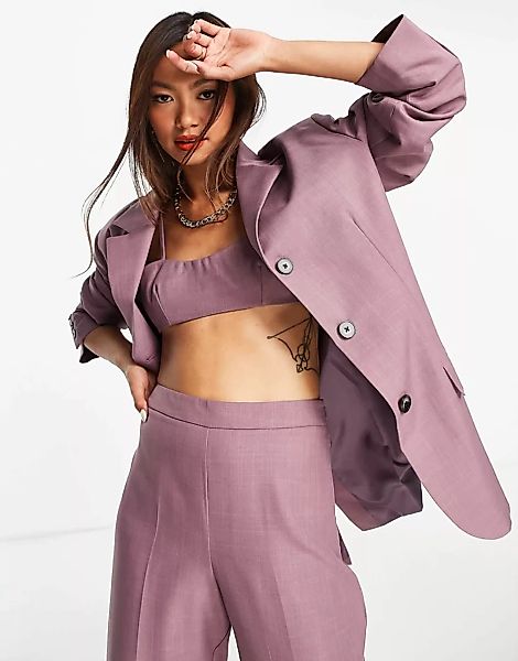Topshop ‑ Einreihiger Oversize-Blazer in Lila-Violett günstig online kaufen