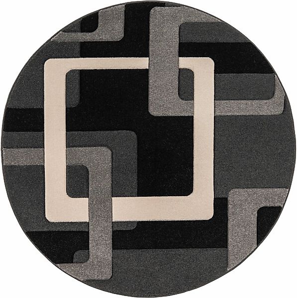 my home Teppich "Maxim, 140 Ø" rund 12 mm Höhe Hoch-Tief-Effekt, Kurzflor, günstig online kaufen