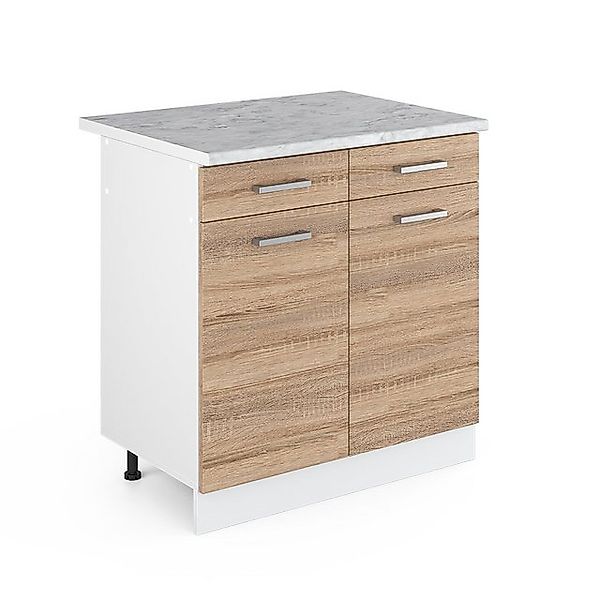 Vicco Küchenunterschrank R-Line Schubladenschrank für die Küche Sonoma/Weiß günstig online kaufen