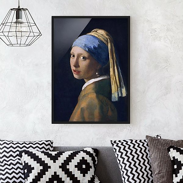 Bild mit Rahmen - Hochformat Jan Vermeer van Delft - Das Mädchen mit dem Pe günstig online kaufen