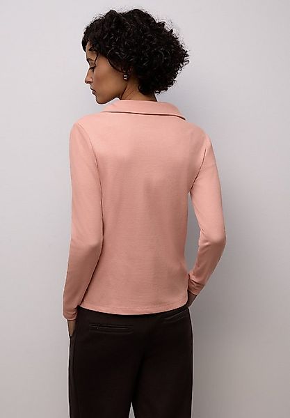 STREET ONE Langarm-Poloshirt in Melange-Optik und mit Ripp-Struktur günstig online kaufen