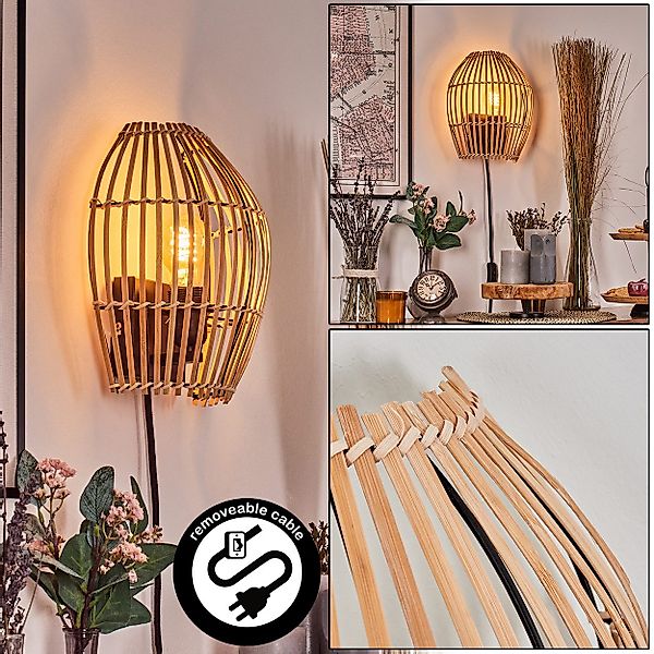 hofstein Wandleuchte Wandlampe aus Metall/Bambbus in günstig online kaufen