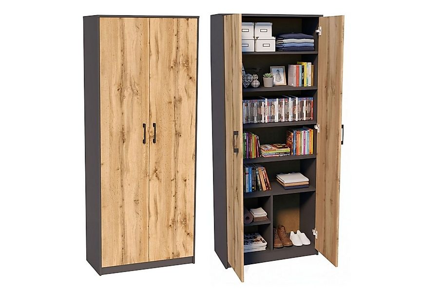 Home Collective Mehrzweckschrank mit 8 Fächern Besenschrank Haushaltsschran günstig online kaufen