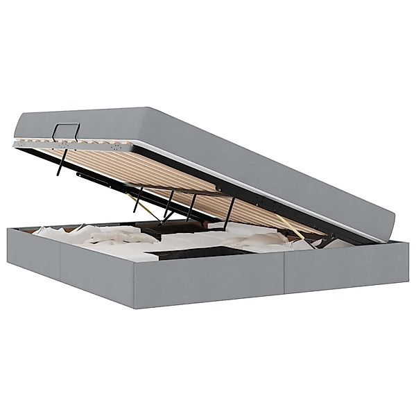 vidaXL Stauraumbett mit Matratze Hellgrau 160 x 200 cm Polyester 3399670 günstig online kaufen