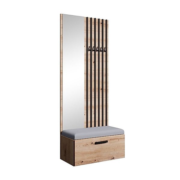 Beautysofa Garderobenschrank mit Lamellen, Spiegel und günstig online kaufen