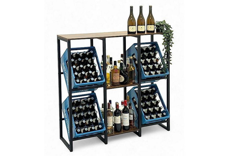 DanDiBo Kastenständer Getränkekistenregal 4 Kisten mit Ablage Holz Metall G günstig online kaufen