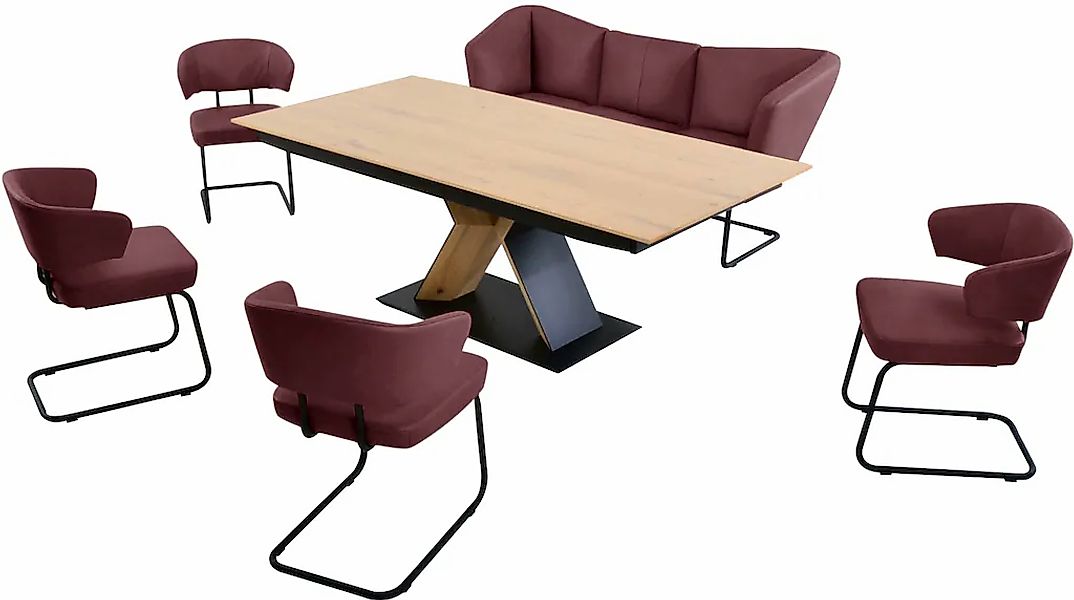 K+W Komfort & Wohnen Essgruppe "Mikkado Tube" 6 Stk. tlg. 4 Freischwinger u günstig online kaufen