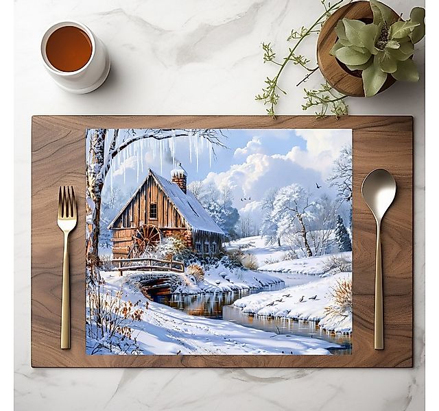 raxxa Platzset raxxa Premium-Platzset"Rustic Winter Barn by Frozen Stream", günstig online kaufen