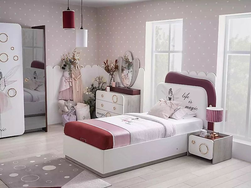 JVmoebel Bett Modern Kinderbett Mädchen Bett Einzelbett Holzgestell Möbel N günstig online kaufen