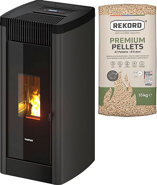 Freepoint Pelletofen Steel 9 Metall anthrazit, 9,5 kW, Zeitbrand, Integrier günstig online kaufen
