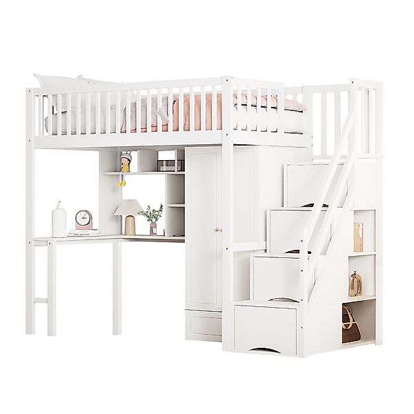 OKWISH Kinderbett Stauraumbett mit großem Kleiderschrank günstig online kaufen