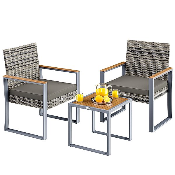 Casaria Balkonset, 2 Stühle Tisch Auflagen Akazien Holz 160kg Belastbarkeit günstig online kaufen