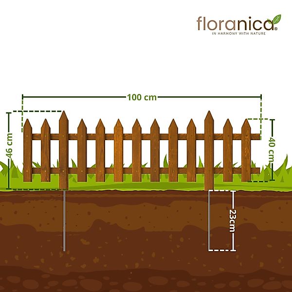 Floranica Staketenzaun Vorgartenzaun Steckzaun Gartenzaun Zierzaun günstig online kaufen