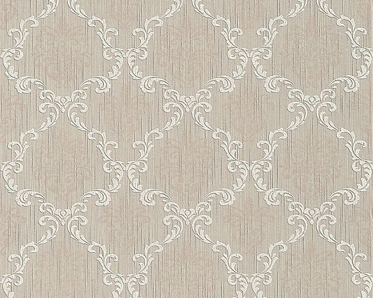 Bricoflor Elegante Tapete in Beige Weiß Gold Edle Vlies Textiltapete mit Ba günstig online kaufen