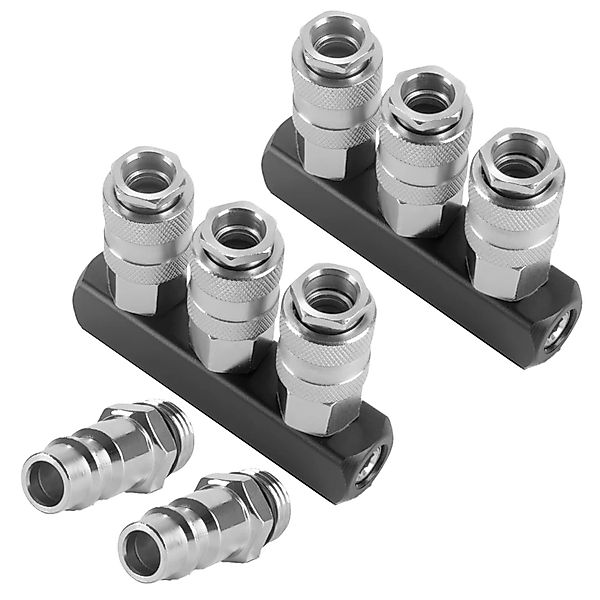 STAHLWERK 3 Fach Druckluft Verteiler bis 35 Bar Schnellkupplung Viertel Zol günstig online kaufen