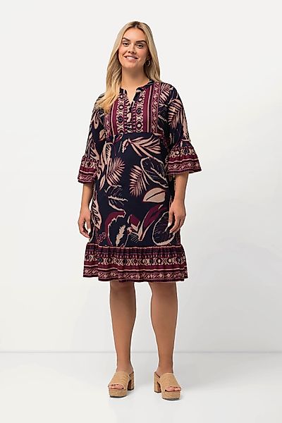 Ulla Popken Midikleid Minikleid Blätter A-Linie günstig online kaufen