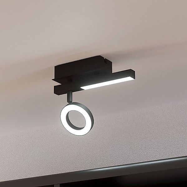 LED-Deckenspot Cardillio 2 schwarz mit einem Ring günstig online kaufen