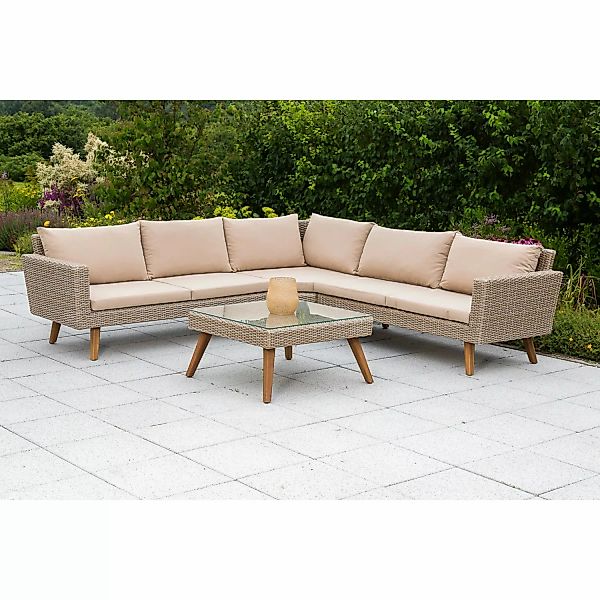 Garten Eckbank-Gruppe Pamplona 2-tlg. Natur günstig online kaufen