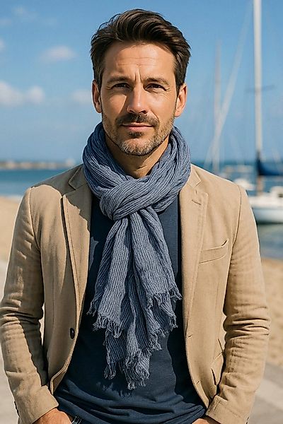 Ella Jonte Modeschal, leichter breiter Herrenschal gestreift – Weiche Baumw günstig online kaufen