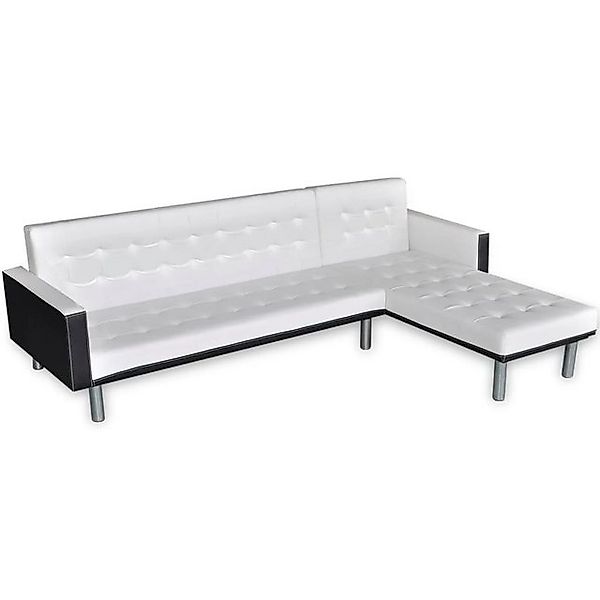 vidaXL Sofa Schlafsofa in L-Form Kunstleder Weiß und Schwarz günstig online kaufen